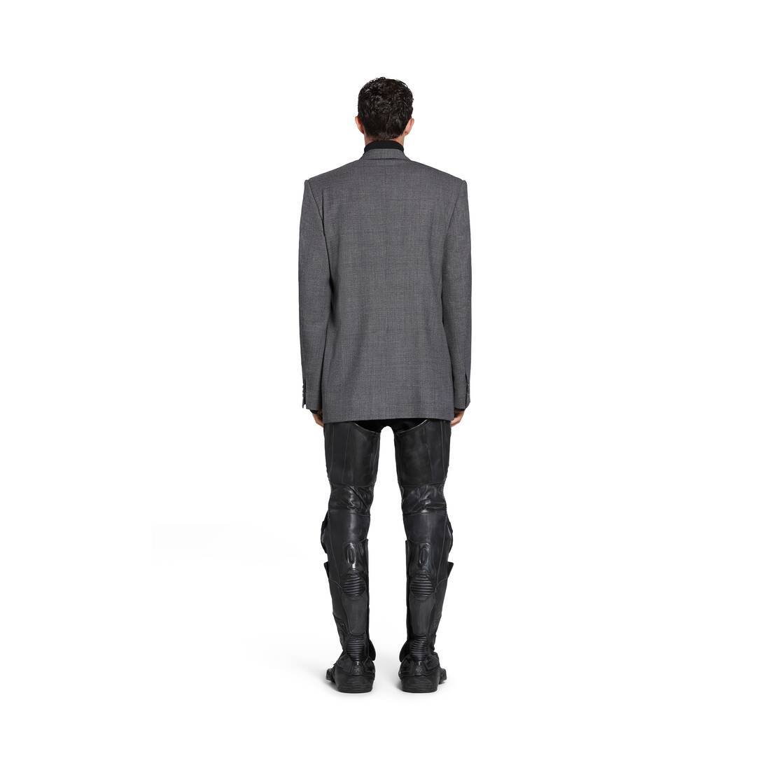 Balenciaga Checked Double-breasted Blazer In Gray