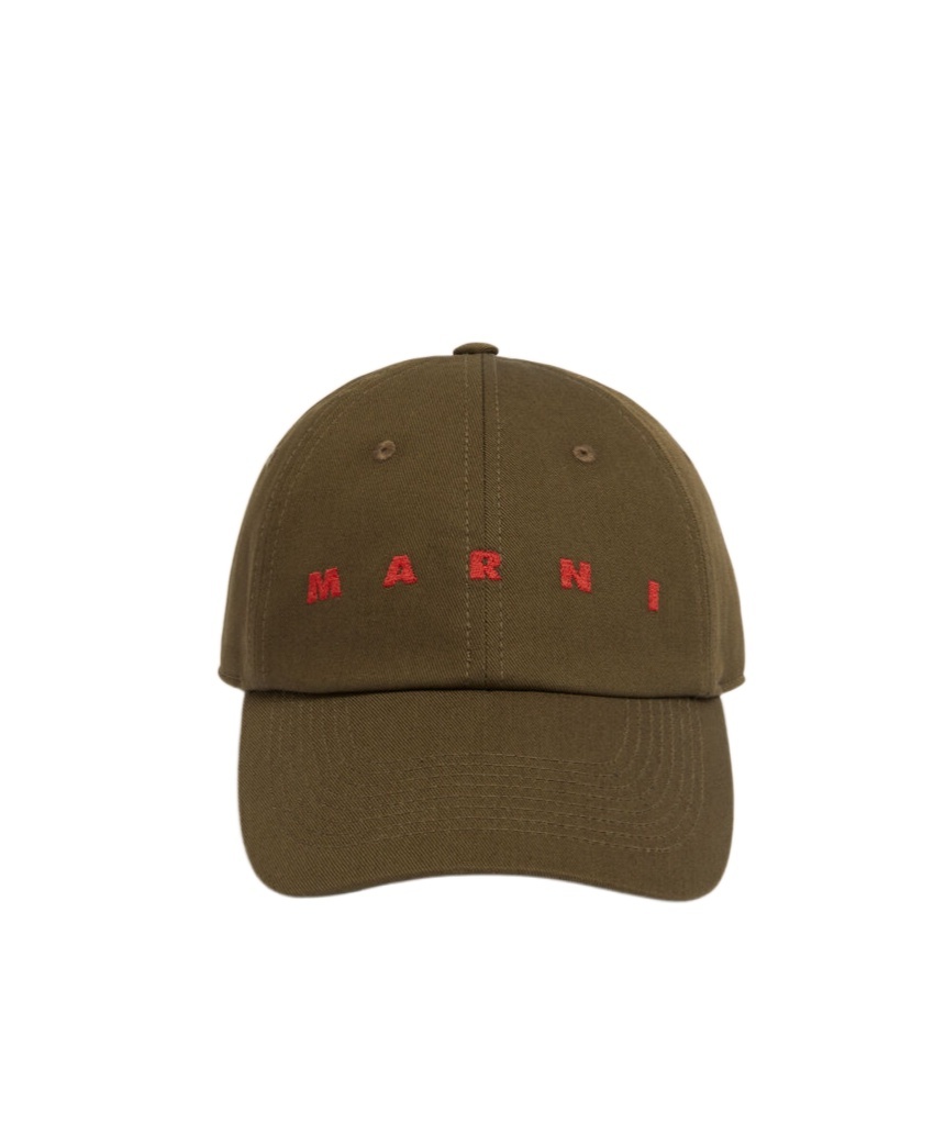 Marni Logo-embroidered Cap In Green