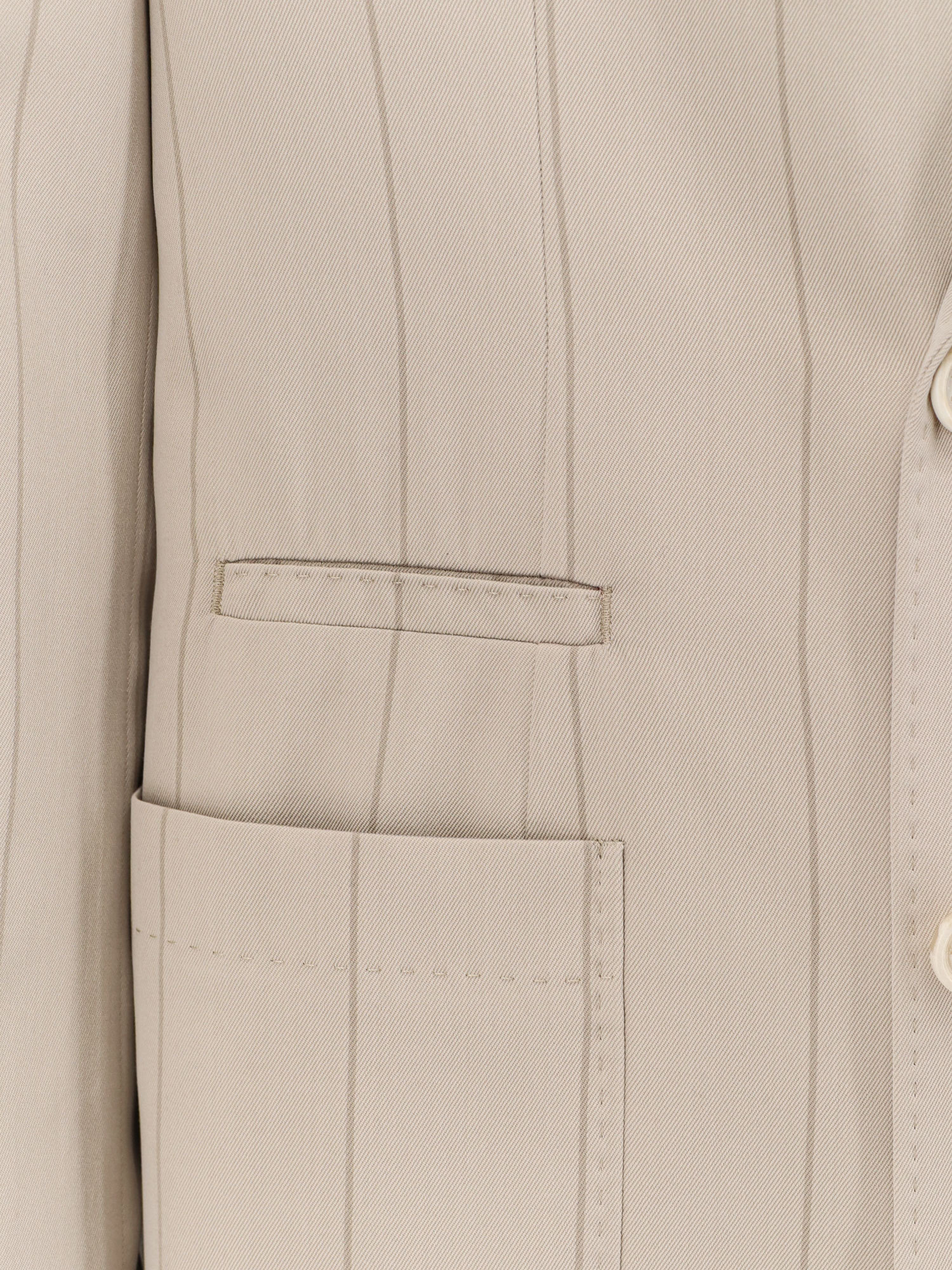 Brunello Cucinelli Double-breasted Striped Suit In Brown