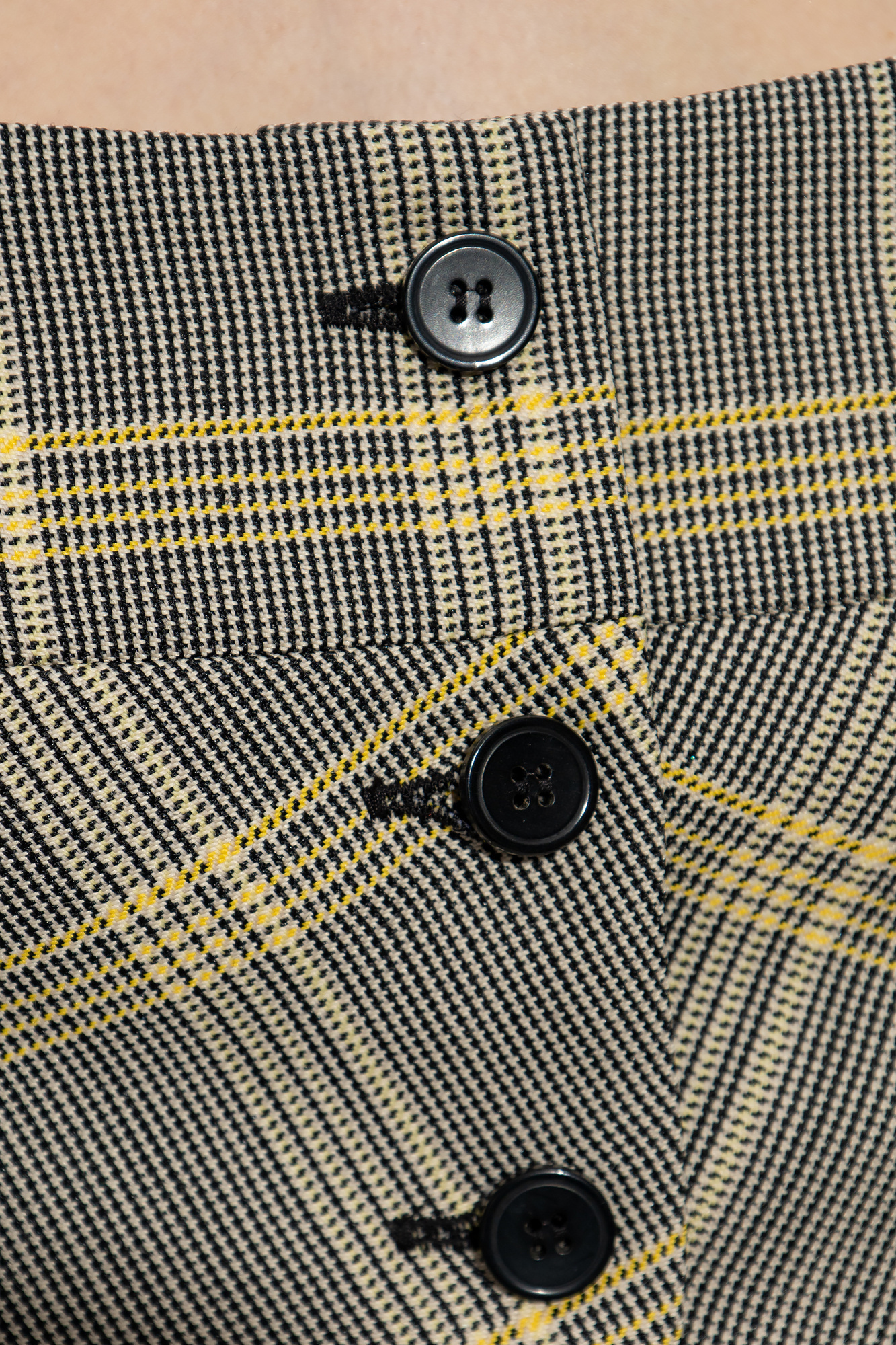 Marni Yellow Checked Tech Wool Crop Top In White