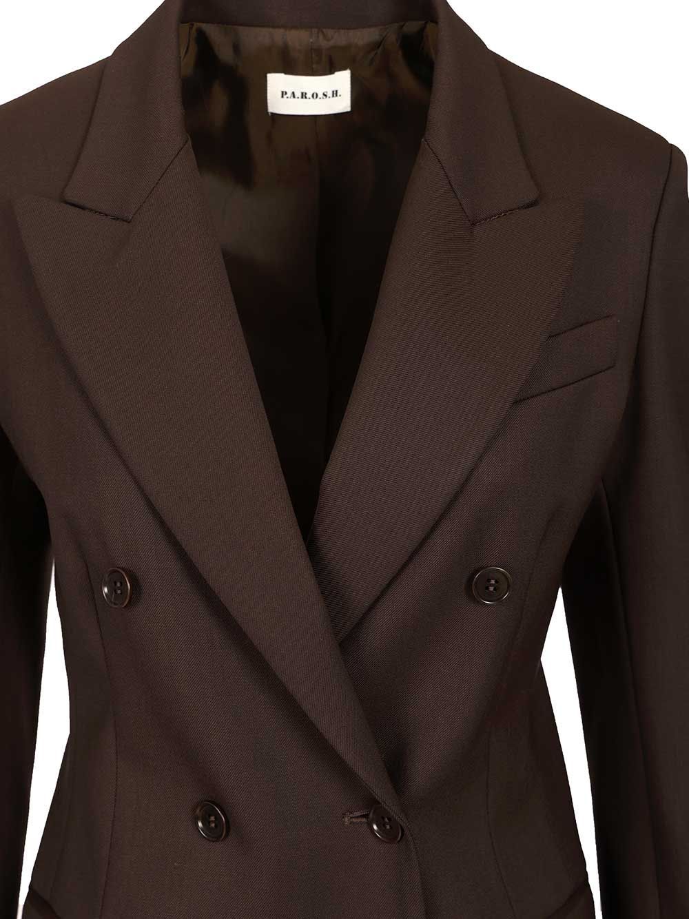 P.a.r.o.s.h Peak-lapel Double-breasted Blazer In Brown