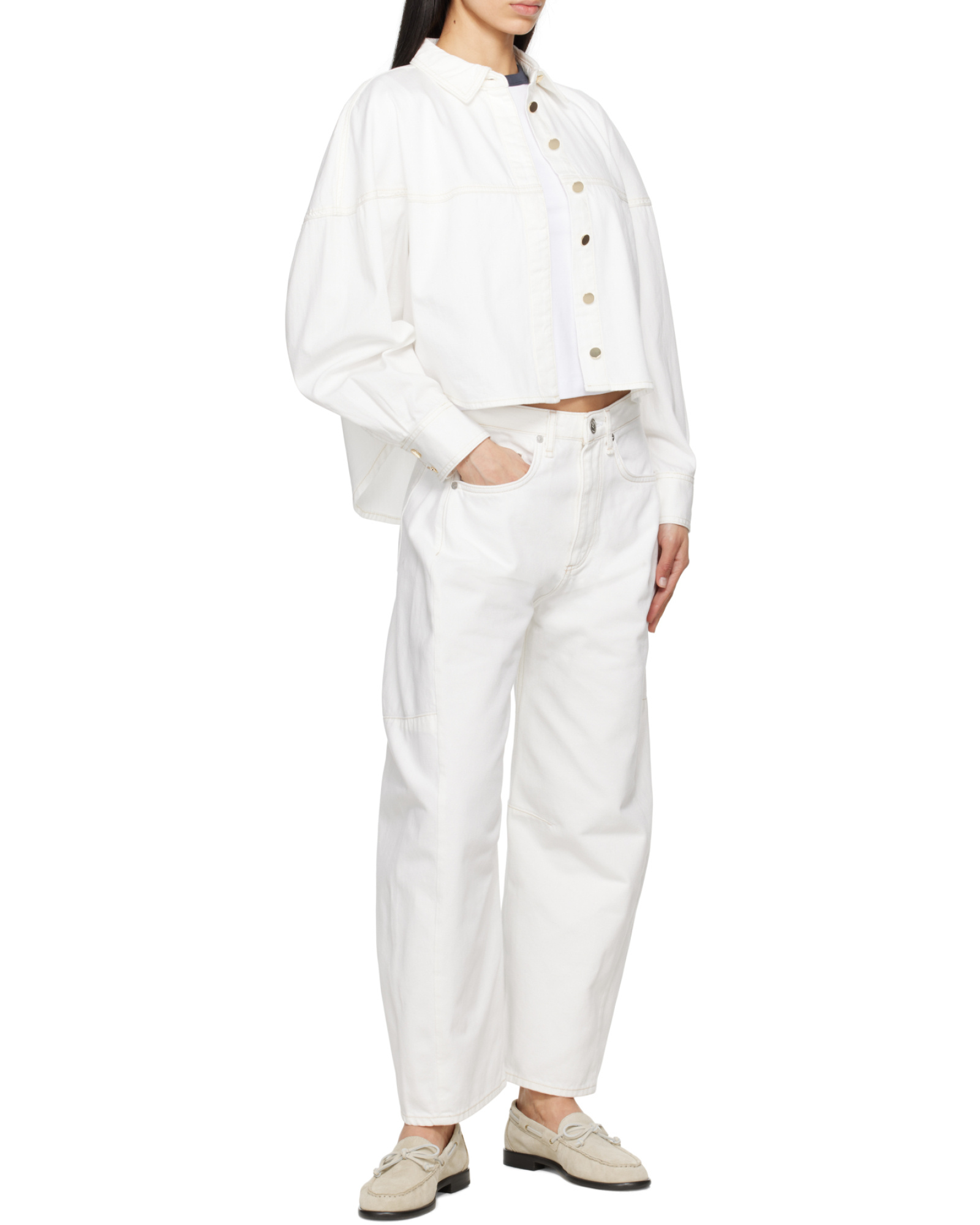 Rag & Bone White Charlie Ankle-length Barrel Jeans