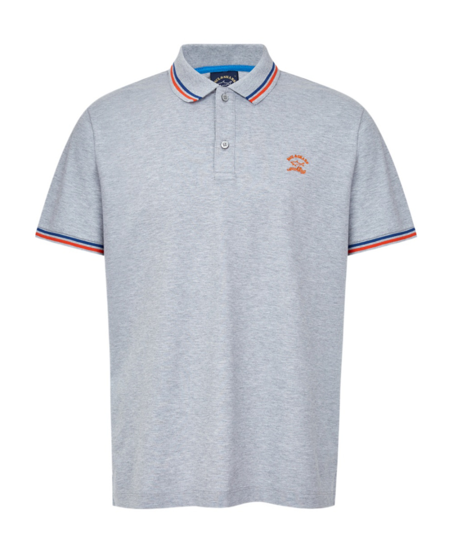 Paul & Shark Logo Short-sleeved Polo Shirt In Gray