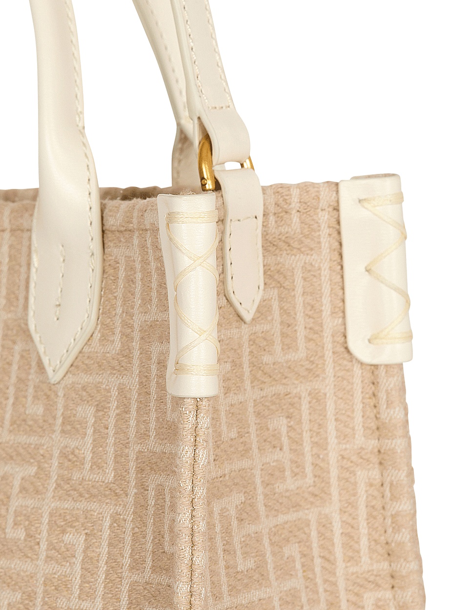 Balmain B-army Small Monogrammed Canvas And Leather Tote Bag