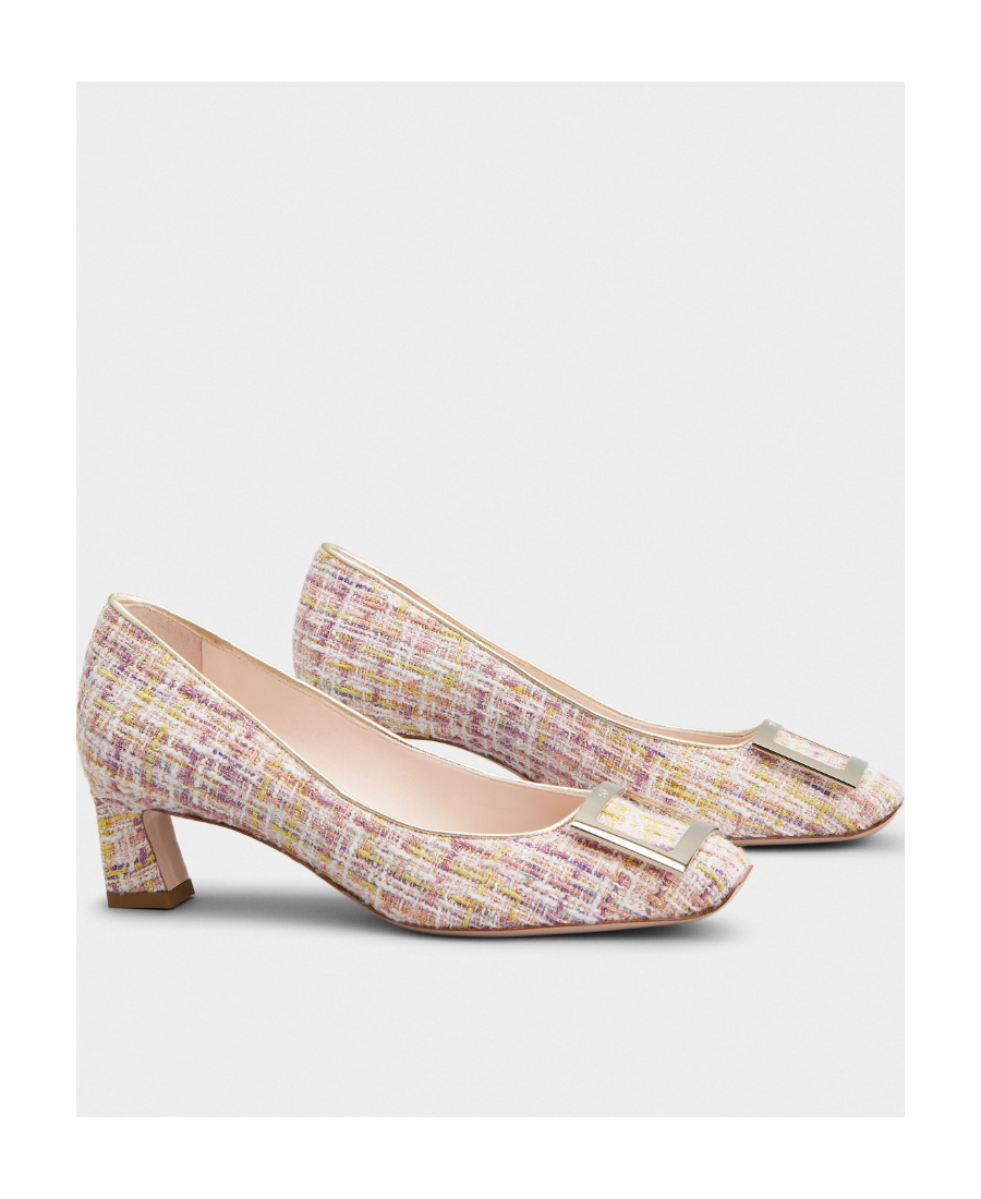 ROGER VIVIER TROMPETTE METAL BUCKLE PUMPS IN FABRIC