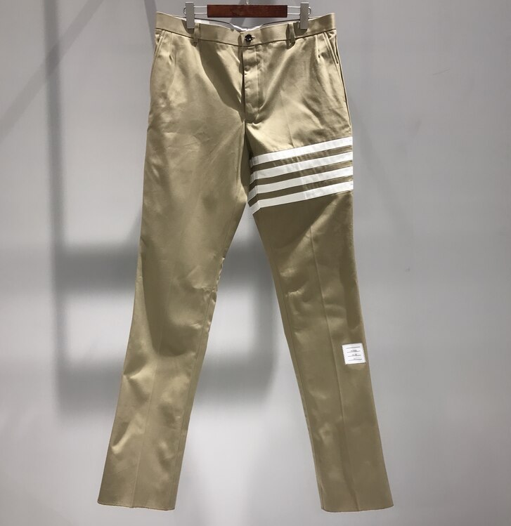 Thom Browne Seamed 4-bar Stripe Unconstructed Chino Trouser In Cotton Twill In Nude