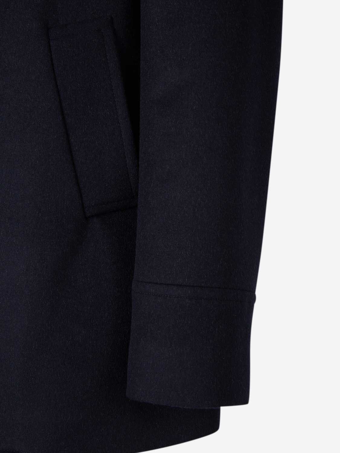 Brunello Cucinelli Navy Blue Double Flannel Caban Blazer In Black