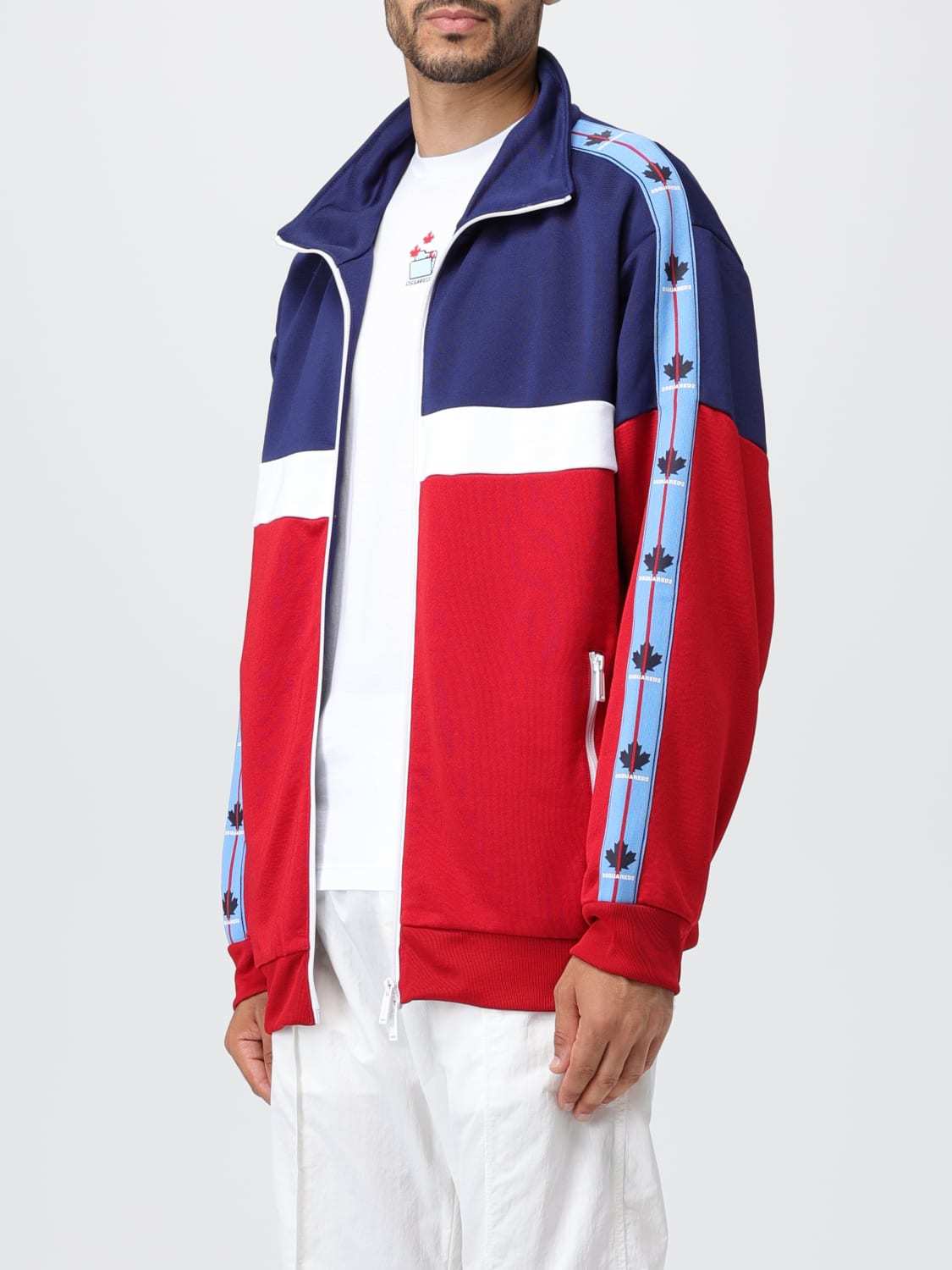 Shop Dsquared2 Logo-tape Detail Zip-up Cardigan In Red