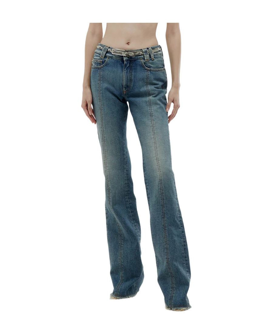 Alessandra Rich Flared Denim Jeans In Blue