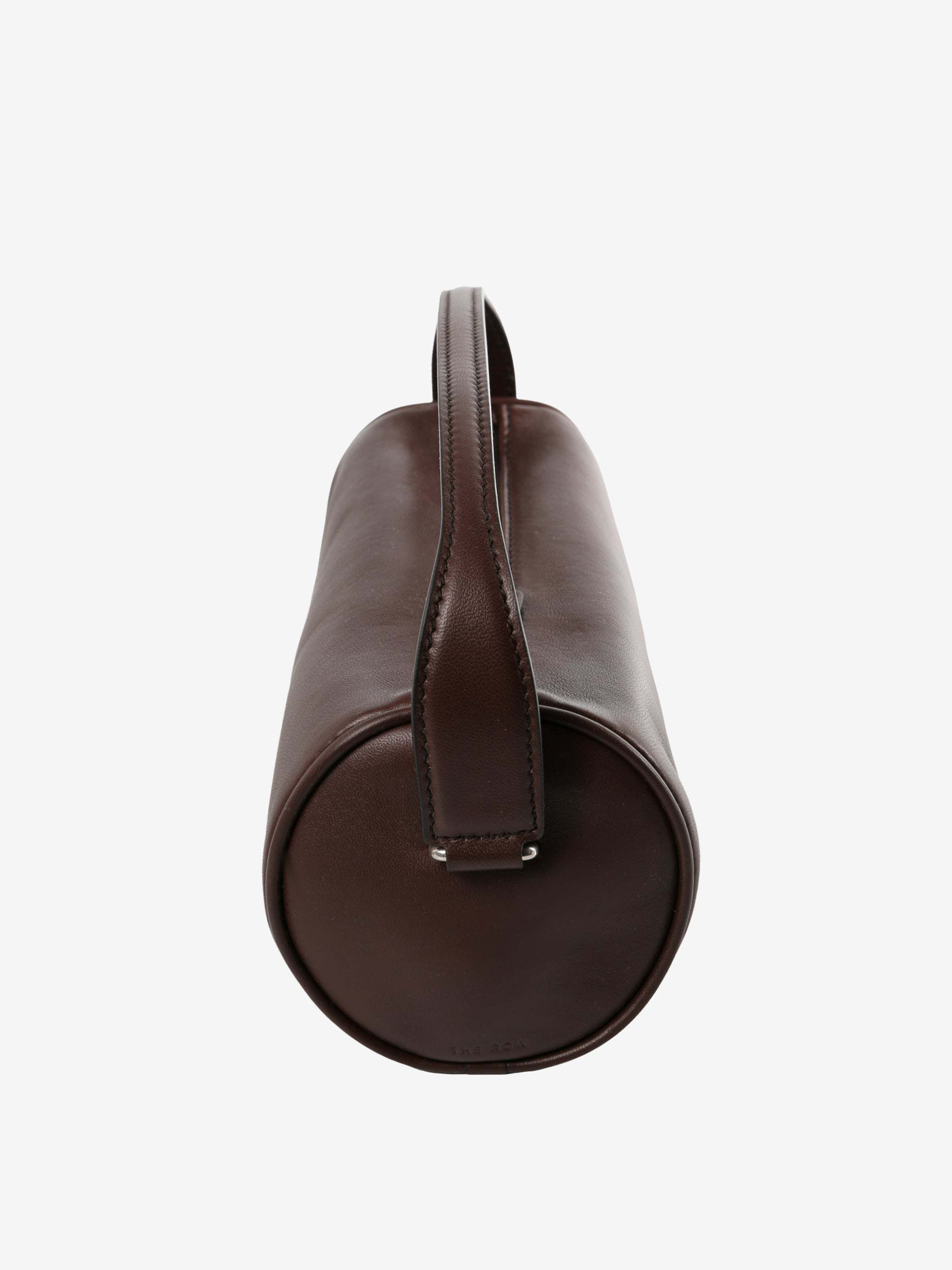 The Row Leather Clutch Bag In Brown