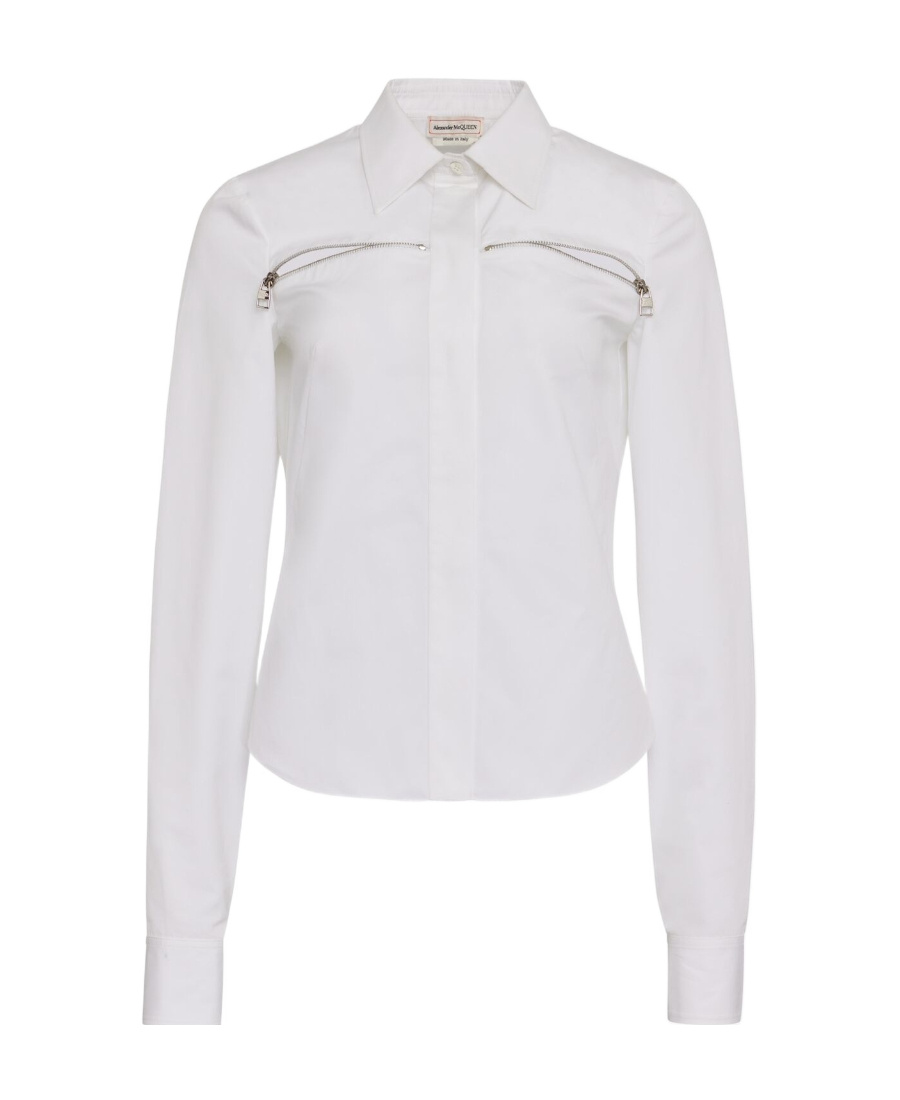 Alexander Mcqueen Zip-detail Long-sleeve Shirt In White