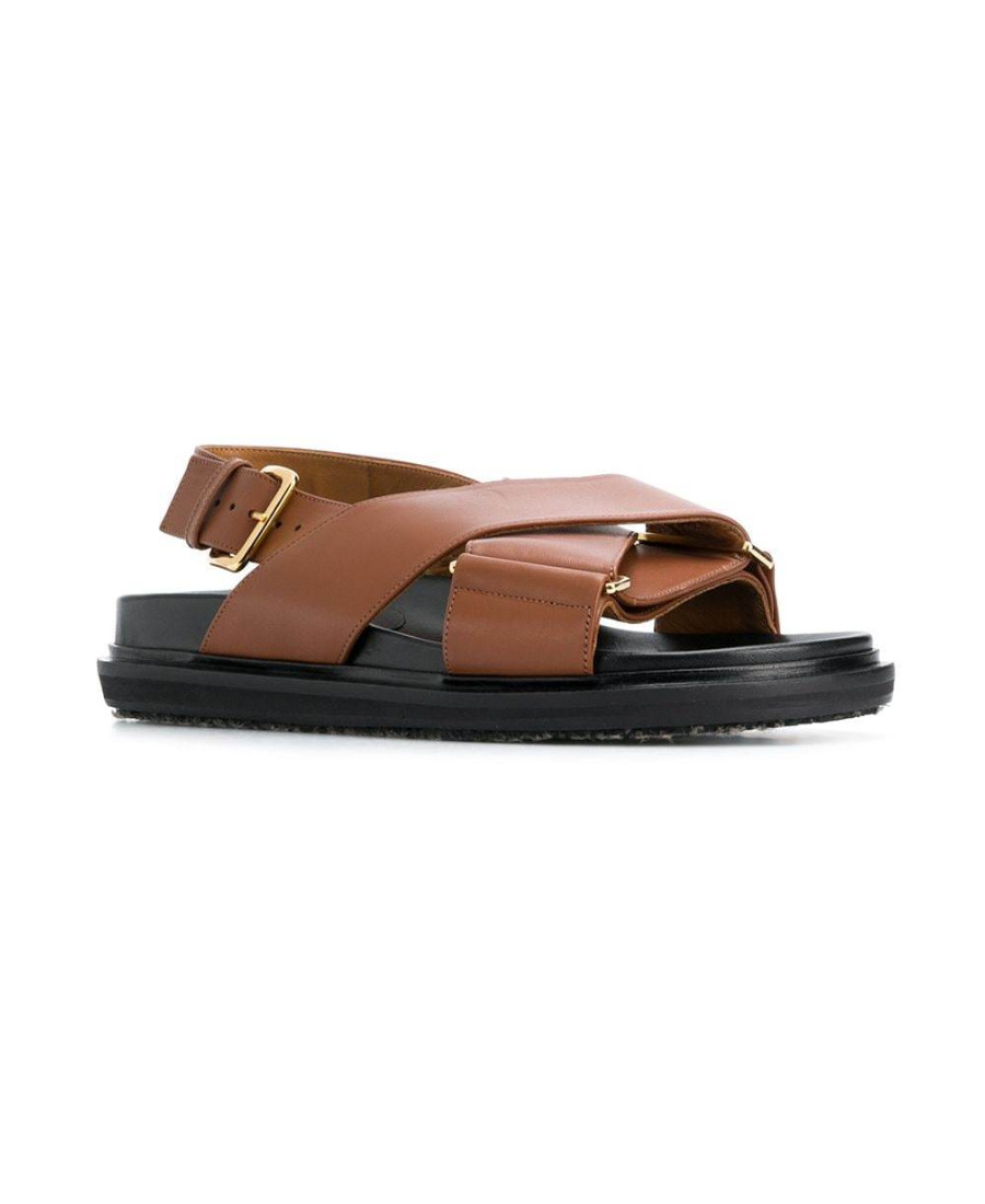 Marni Leather Fussbett Sandals In Black