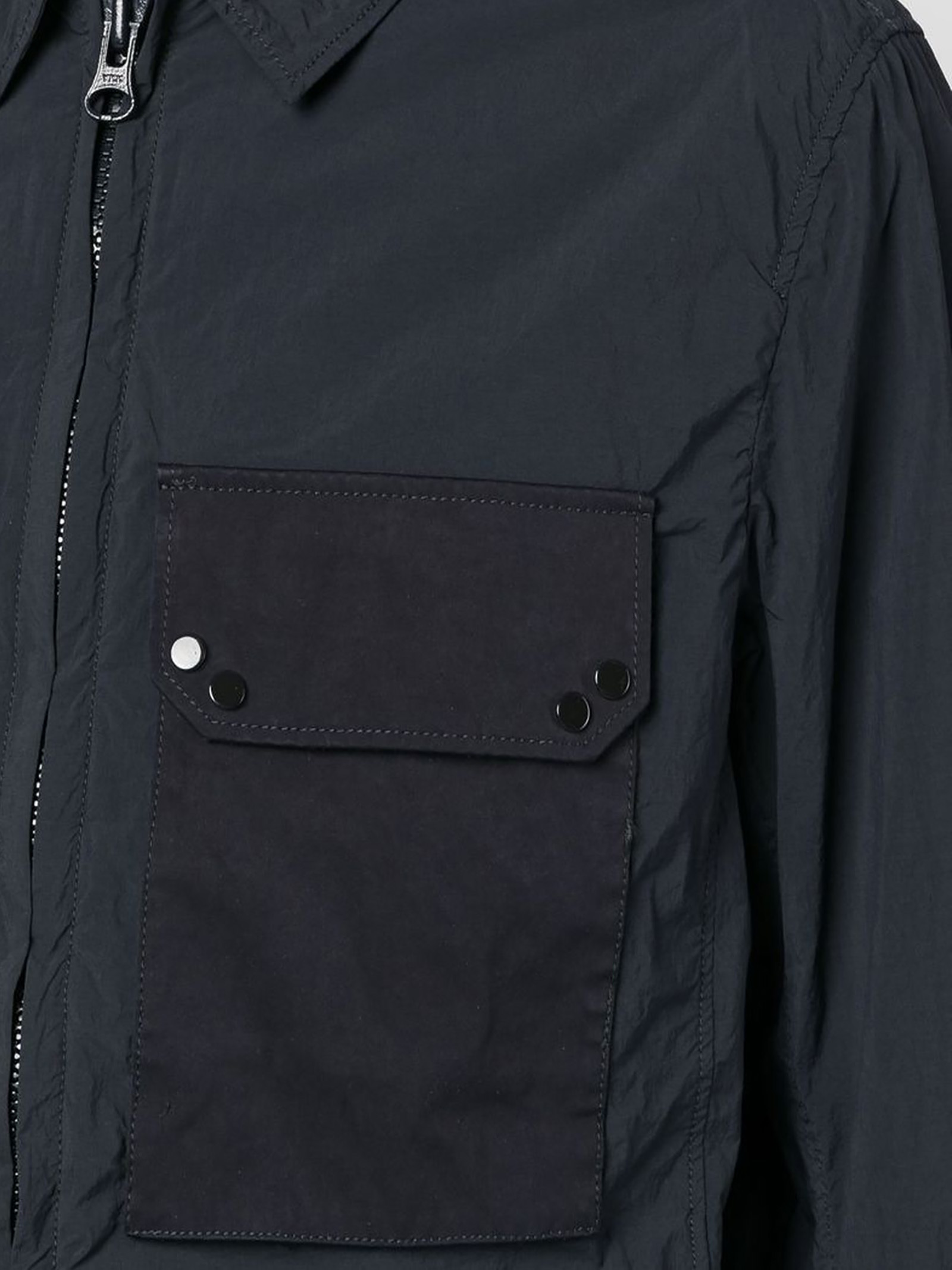 Ten C Classic Collar Navy Blue Jacket In Black