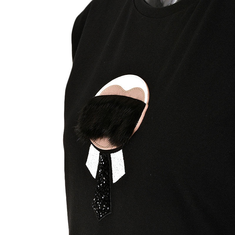 Fendi Lafayette Series Round Collar T-shirt In Black