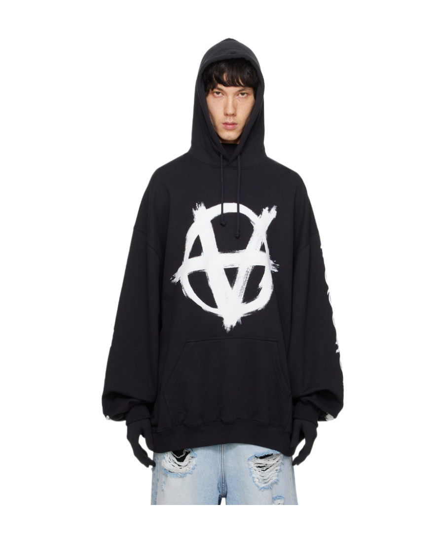 Vetements Anarchy-print Cotton Hoodie In Black