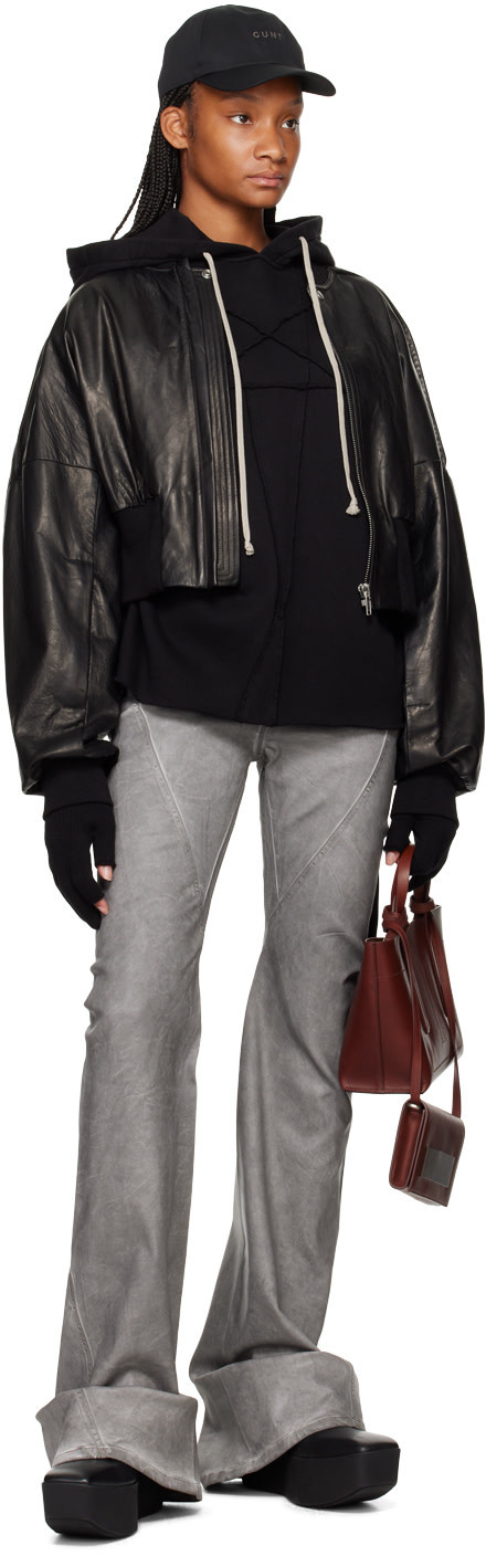 Rick Owens Drkshdw Long-sleeved Hooded Hoodie In Black