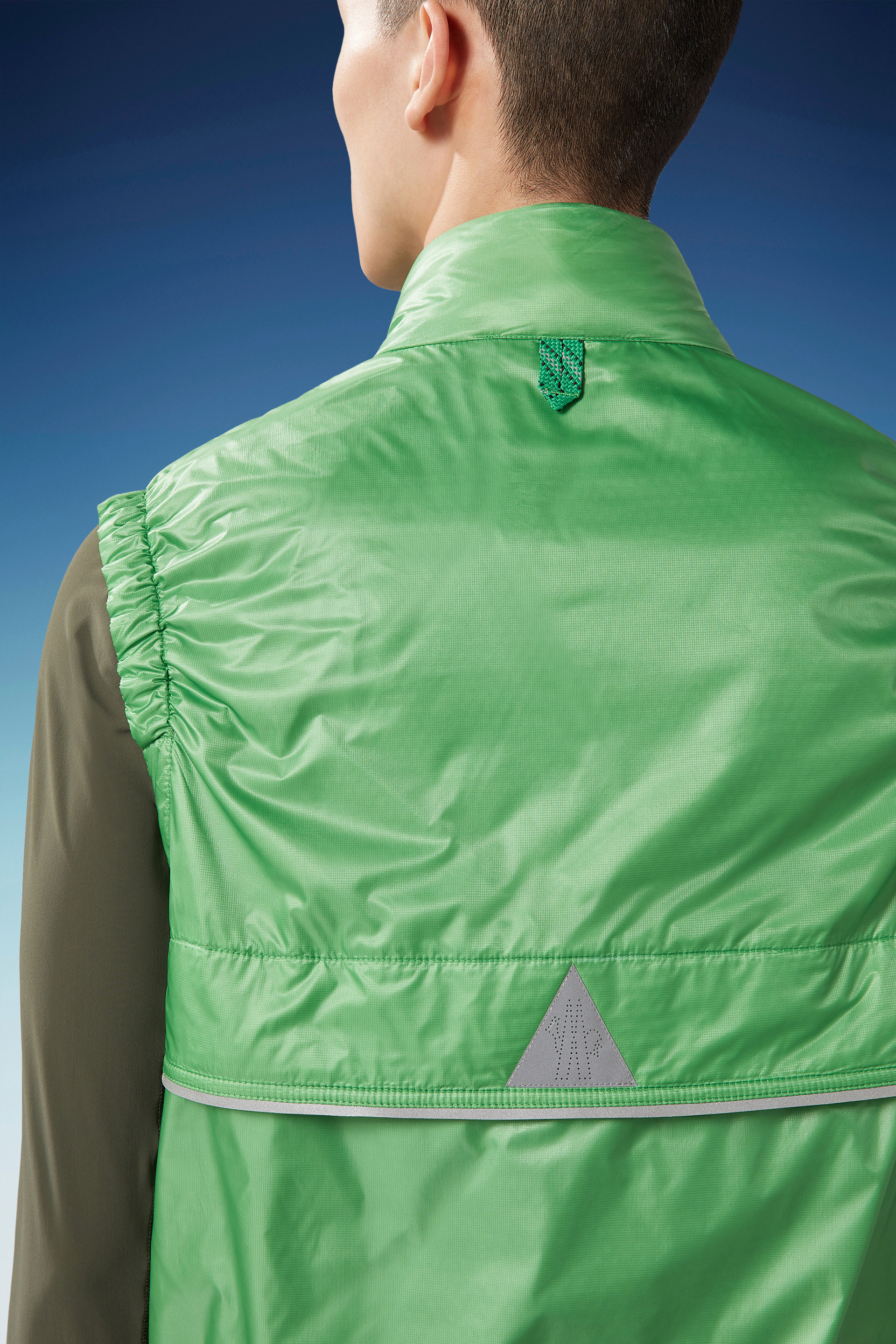 Moncler Recycle Patch Padded Vest In Green