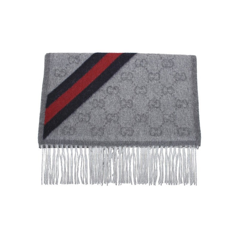 Gucci Double G Double-sided Knitted Scarf In Gray