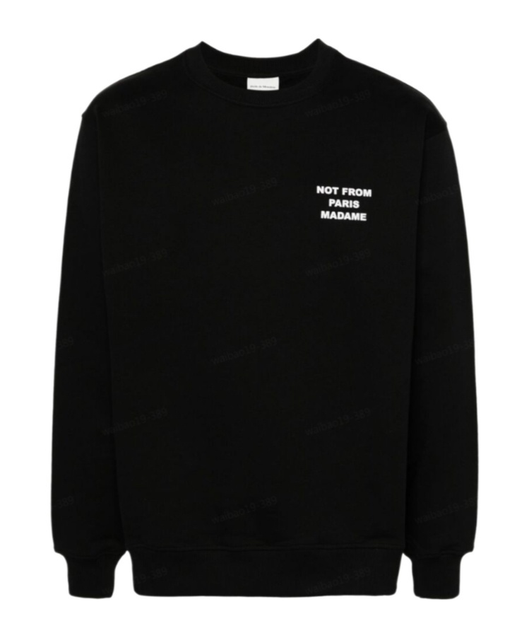 Drôle De Monsieur Black Sweatshirt With Bold Slogan And Elastic Hems In Black