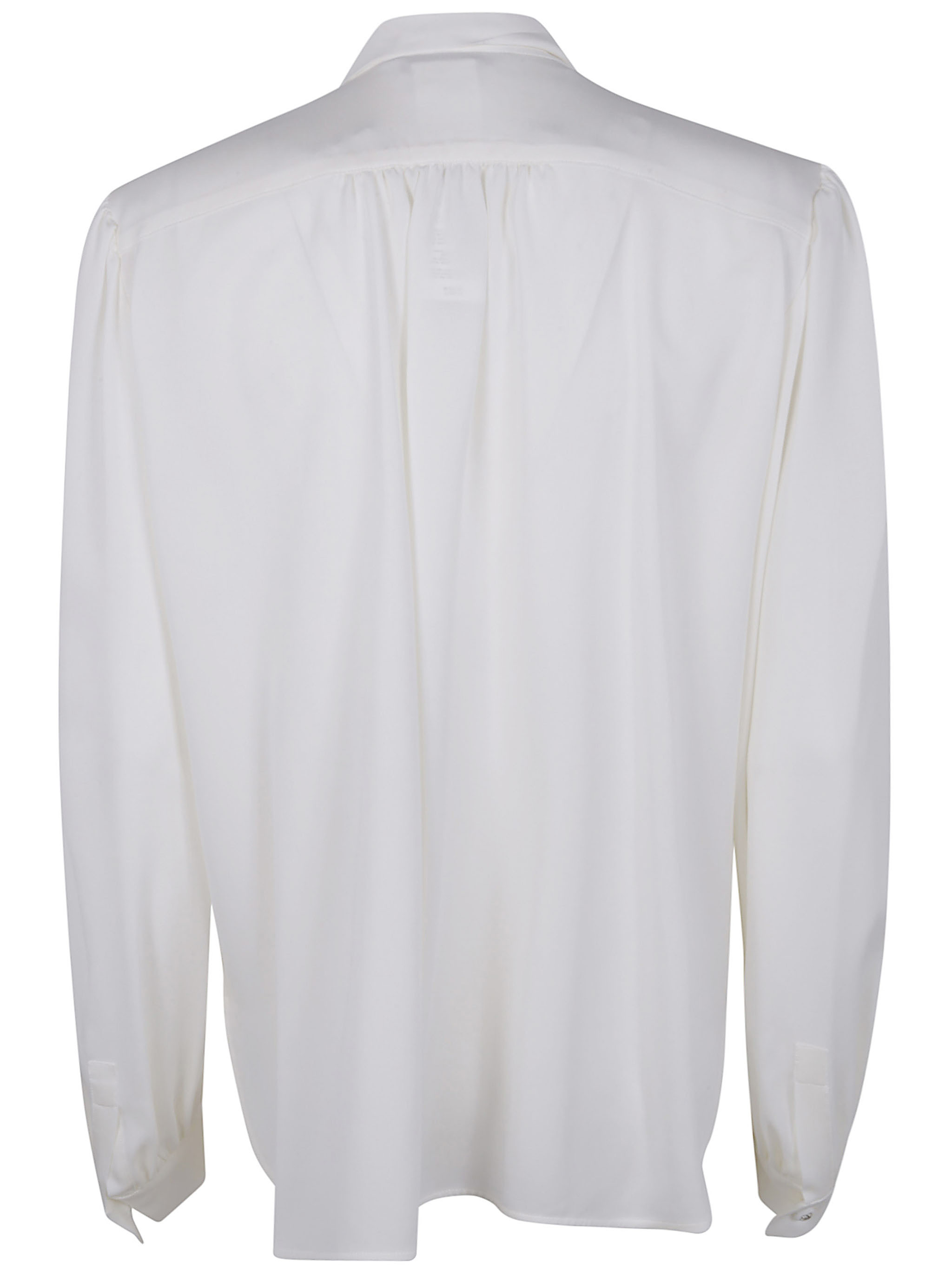 Max Mara Tie-neck Puff-sleeve Shirt In White