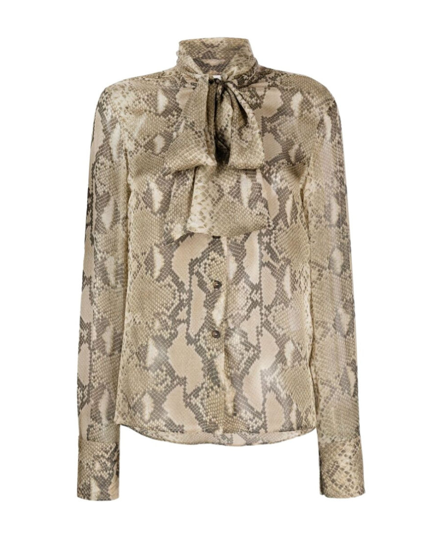 Stella Mccartney Python-print Silk Shirt In Nude