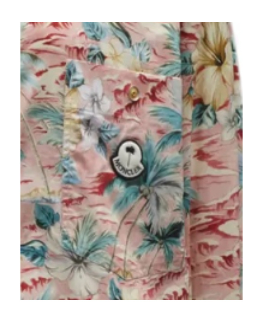 Moncler X Palm Angels Tropical Printed Shirt In Nude