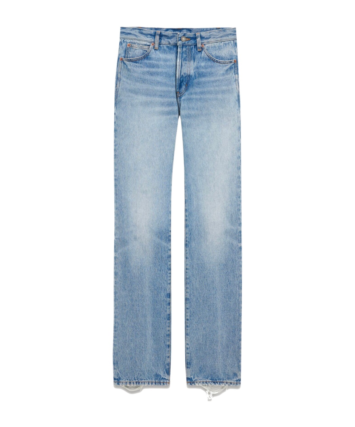 Saint Laurent Women's Jean Nico Denim Camel Pants In Blue