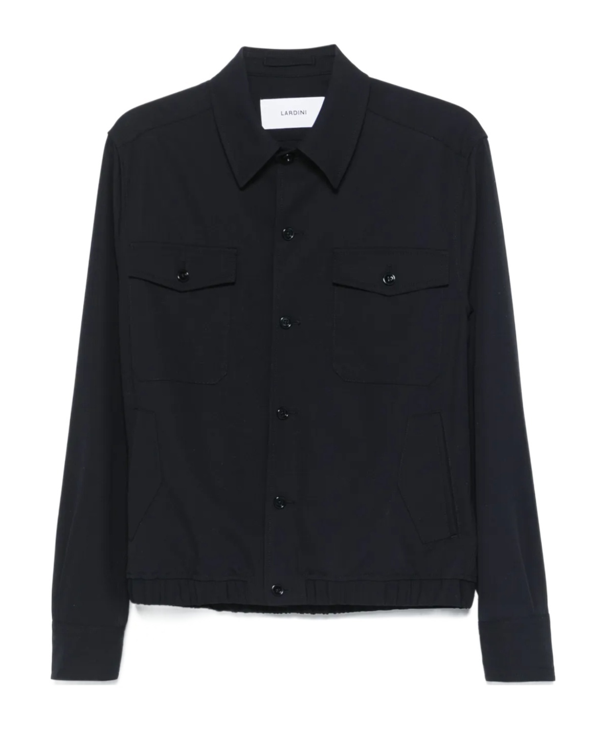 Lardini Black Jacket With Button-up Front And Tailored Cuffs In Black