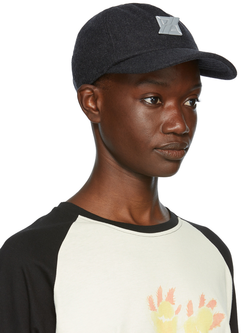 WE11 DONE LOGO-PATCH WOOL CAP