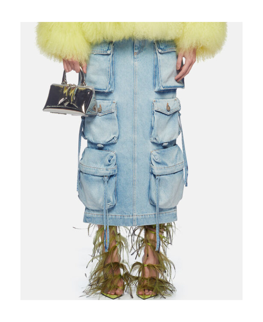 Attico Cargo Denim Skirt In Blue