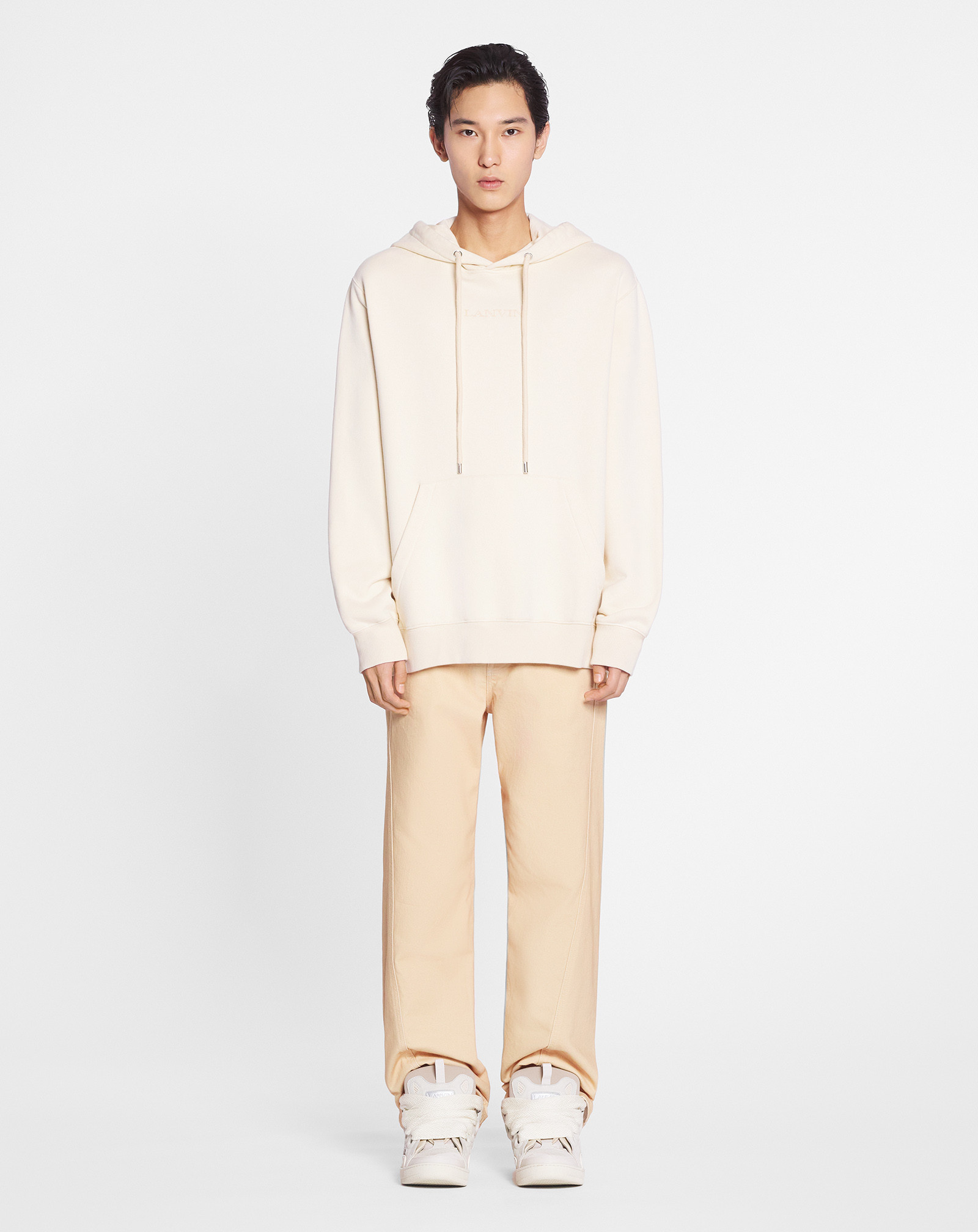 Lanvin Logo Patch Straight Leg Jeans In Nude