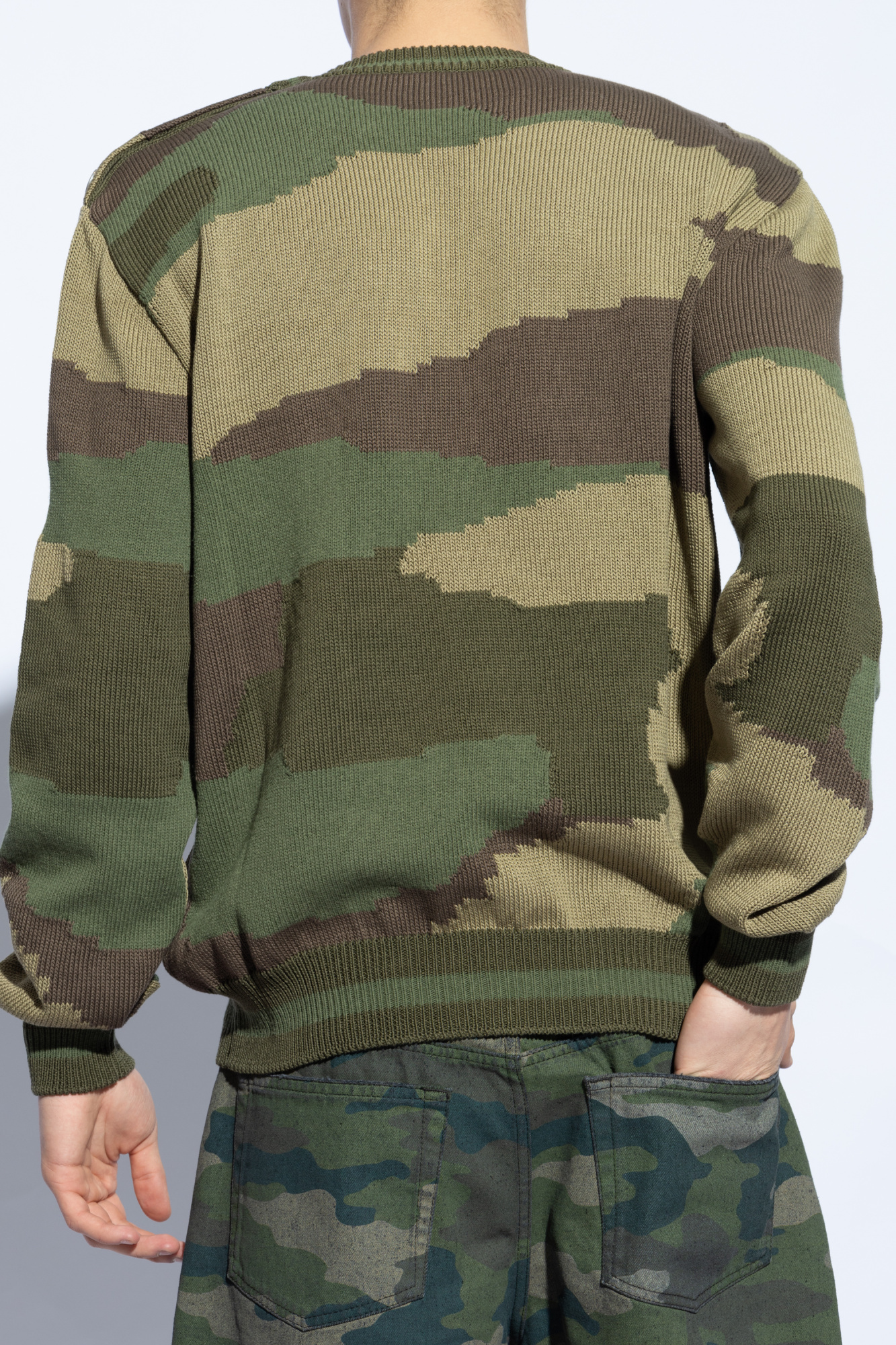 Balmain Camouflage-pattern Cotton Jumper In Green