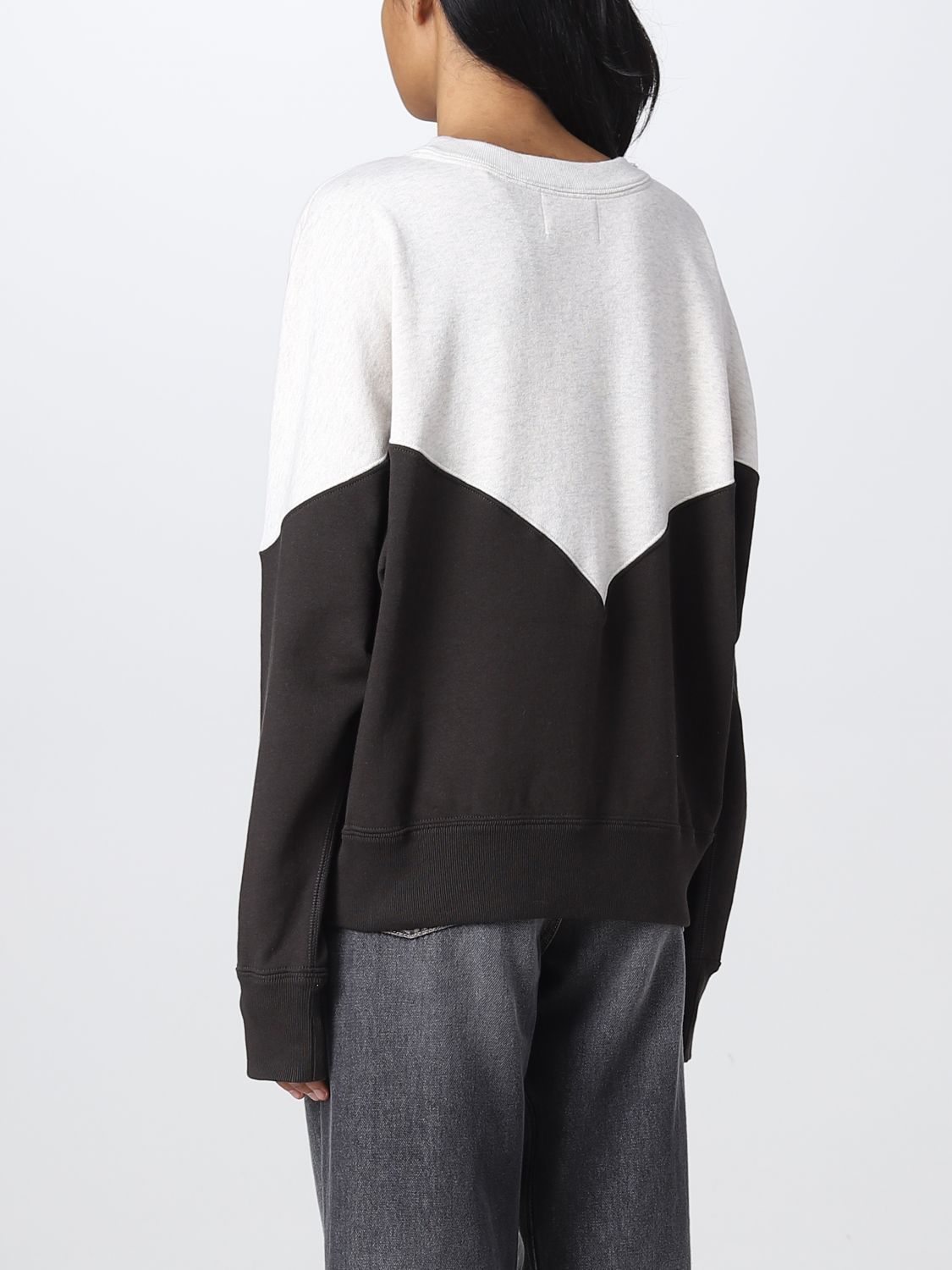 Isabel Marant Two-tone Logo-print Sweatshirt In Black