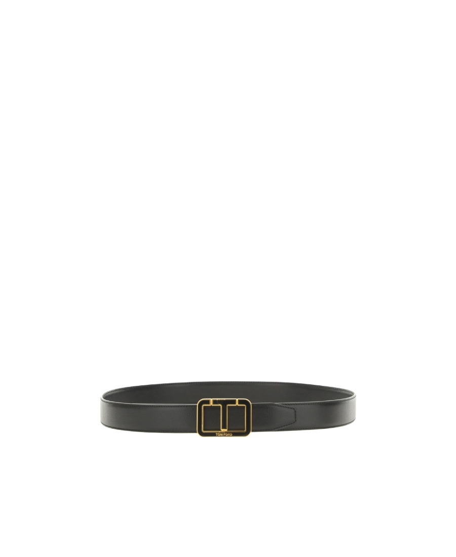 Tom Ford Logo-buckle Leather Belt In Black