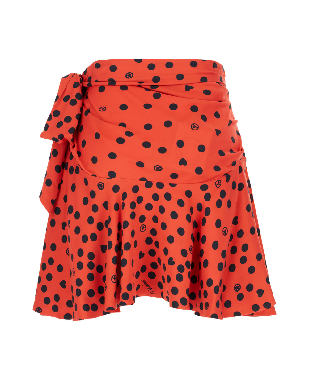 Moschino Polka-dot Ruffle-hem Mini Skirt In Orange