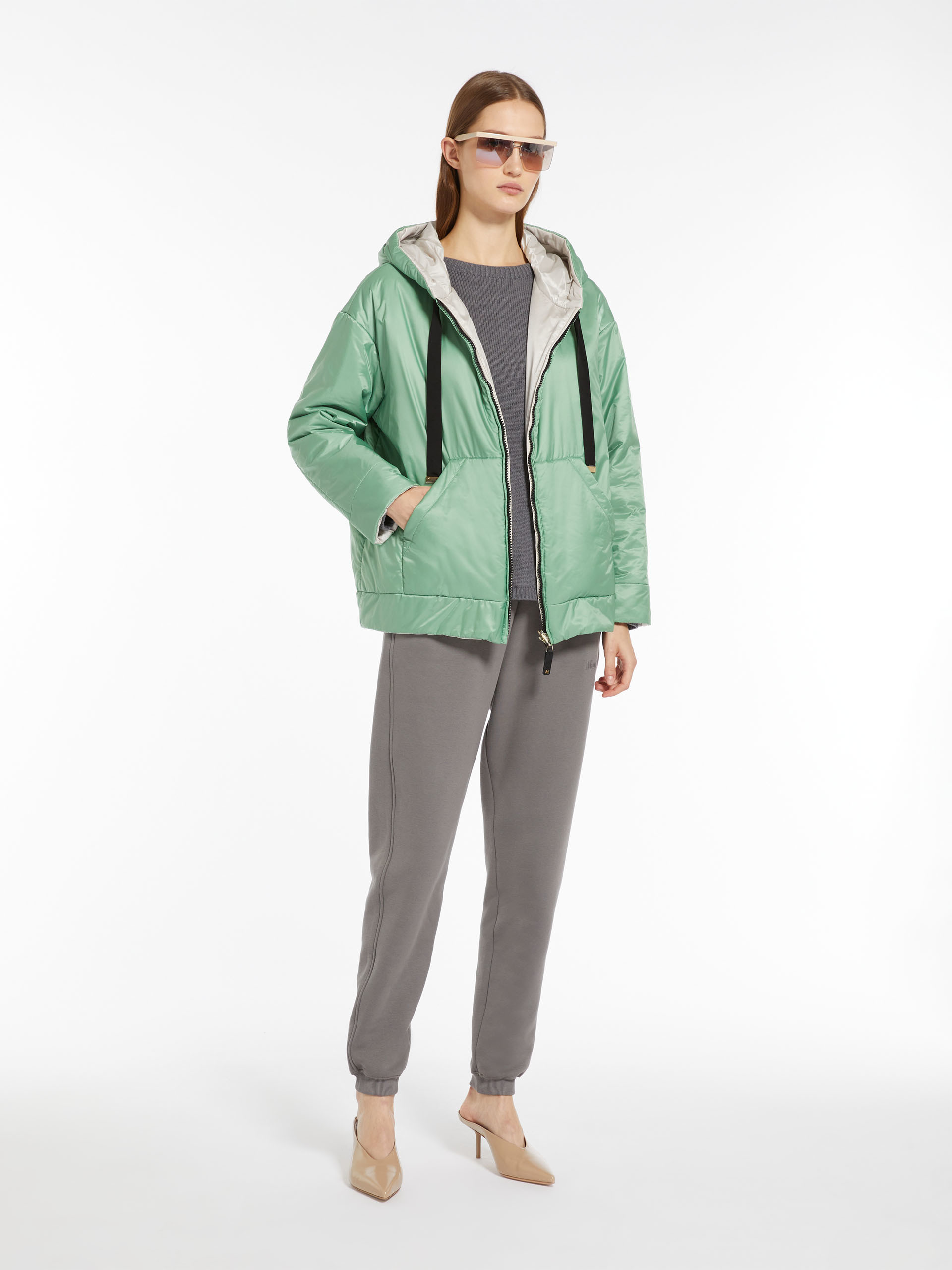 Max Mara Double-sided Zipper Cotton Suit In Green
