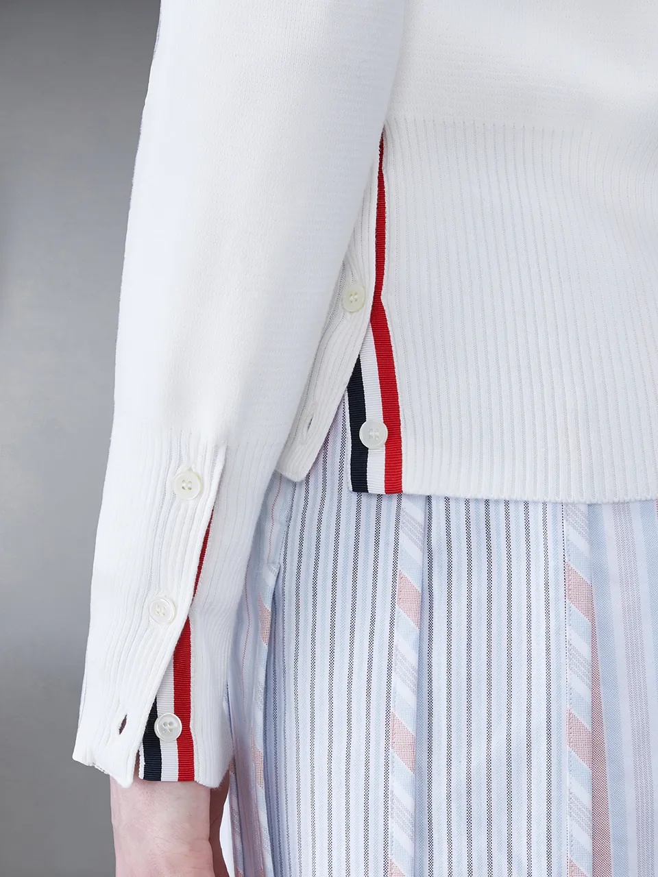 Thom Browne 4-bar-stripe Cotton Cardigan In White