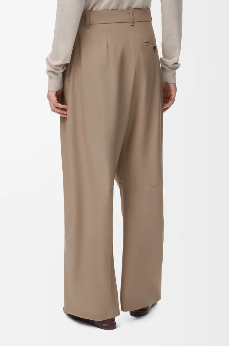 Loewe Wool-blend Barrel Double-pleated Trouser In Brown