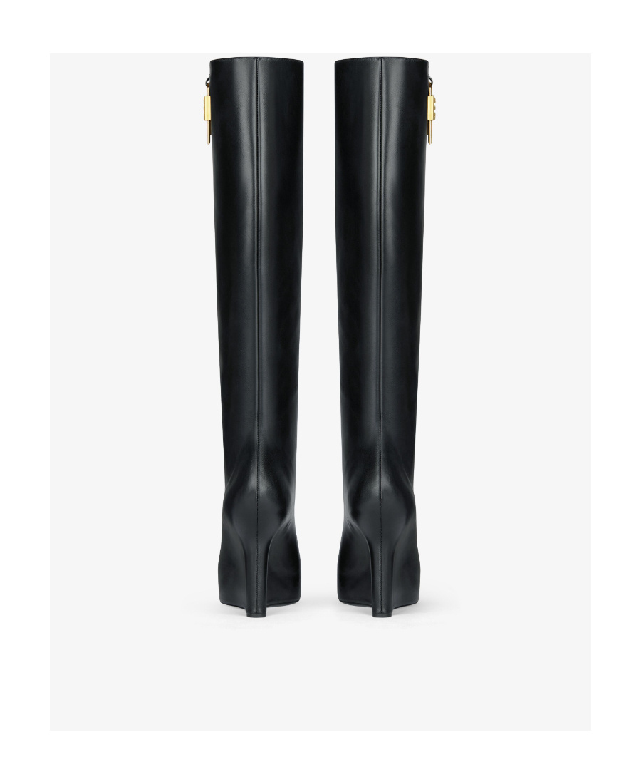 Givenchy G-lock Leather Wedge Knee-high Boots In Black