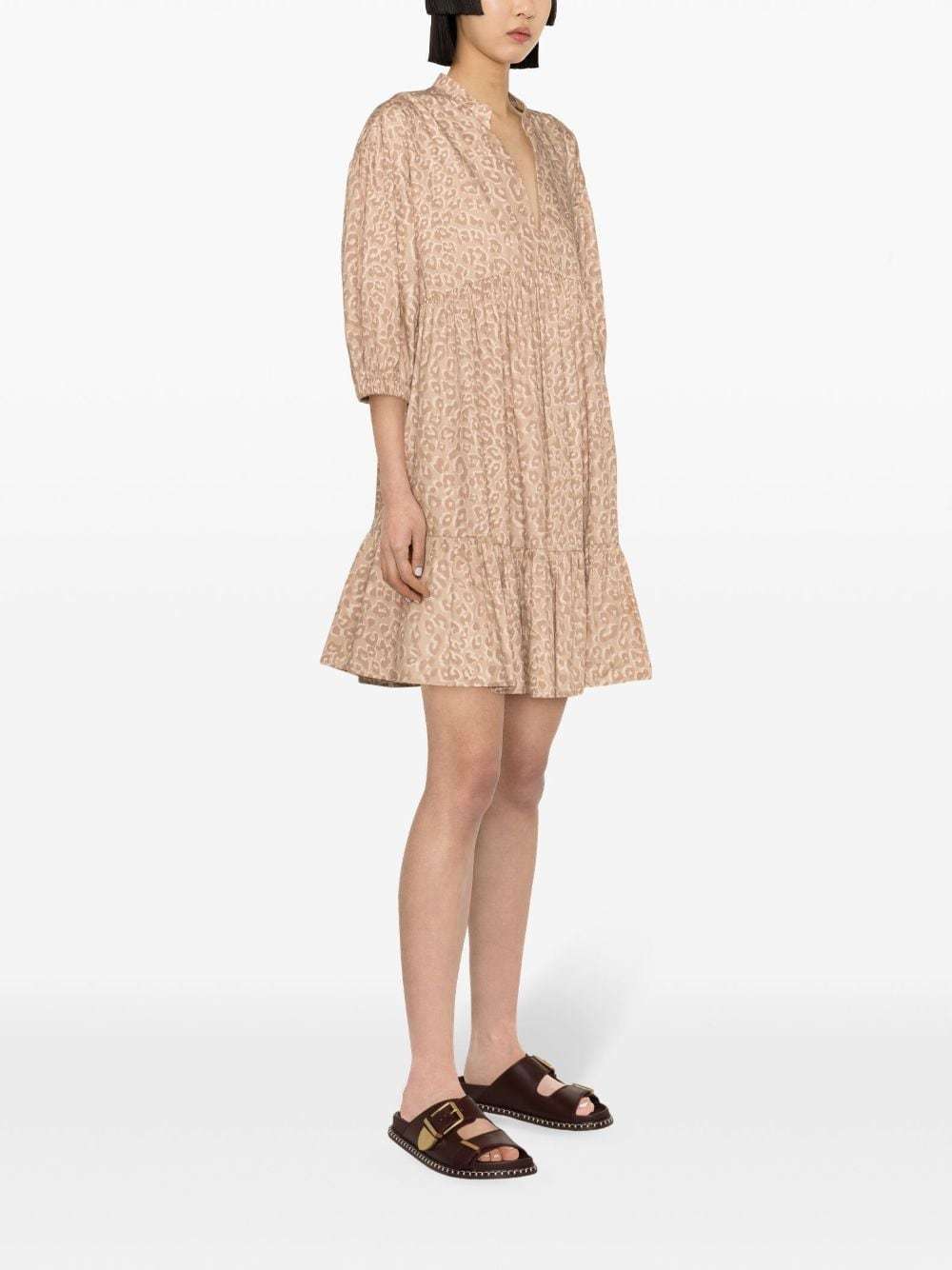 TWINSET LEOPARD-PRINT TIRERED MINIDRESS