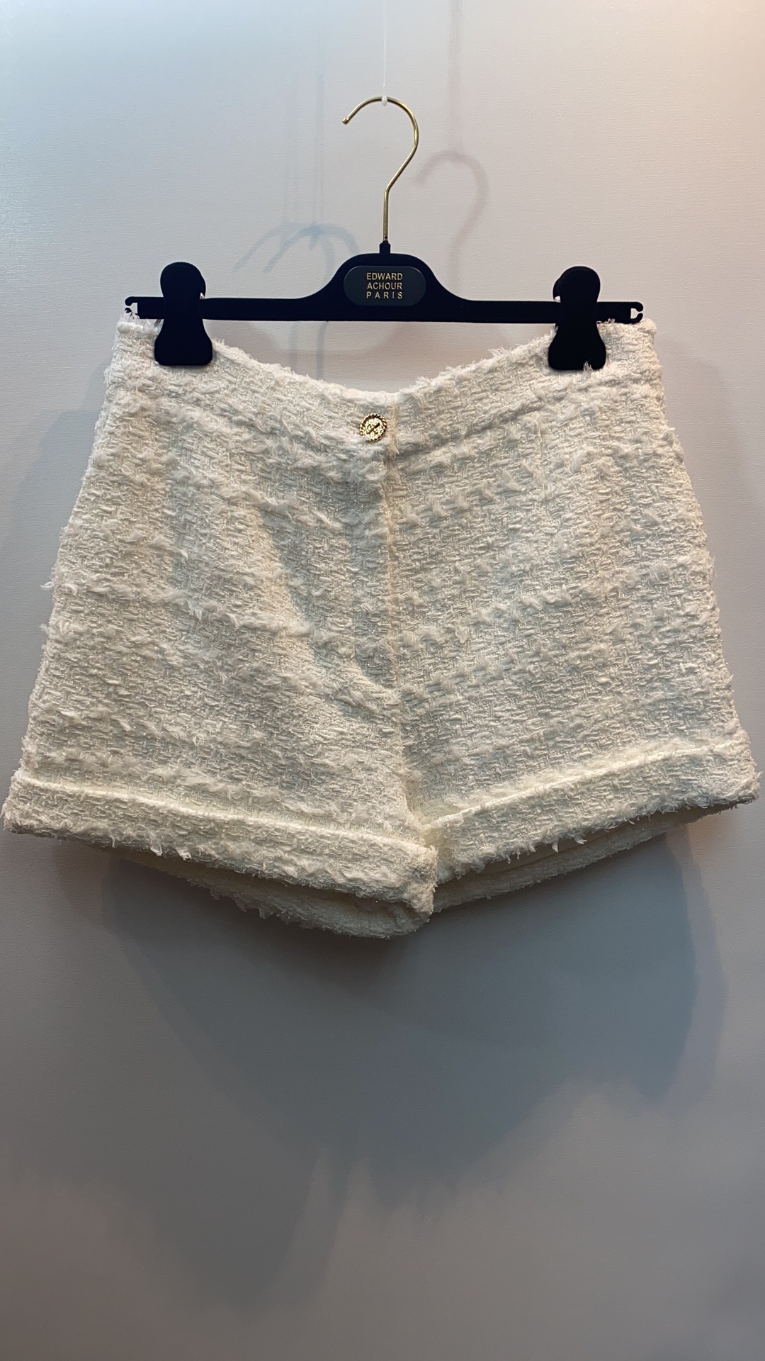Edward Achour Paris High-waisted Tweed Shorts In White