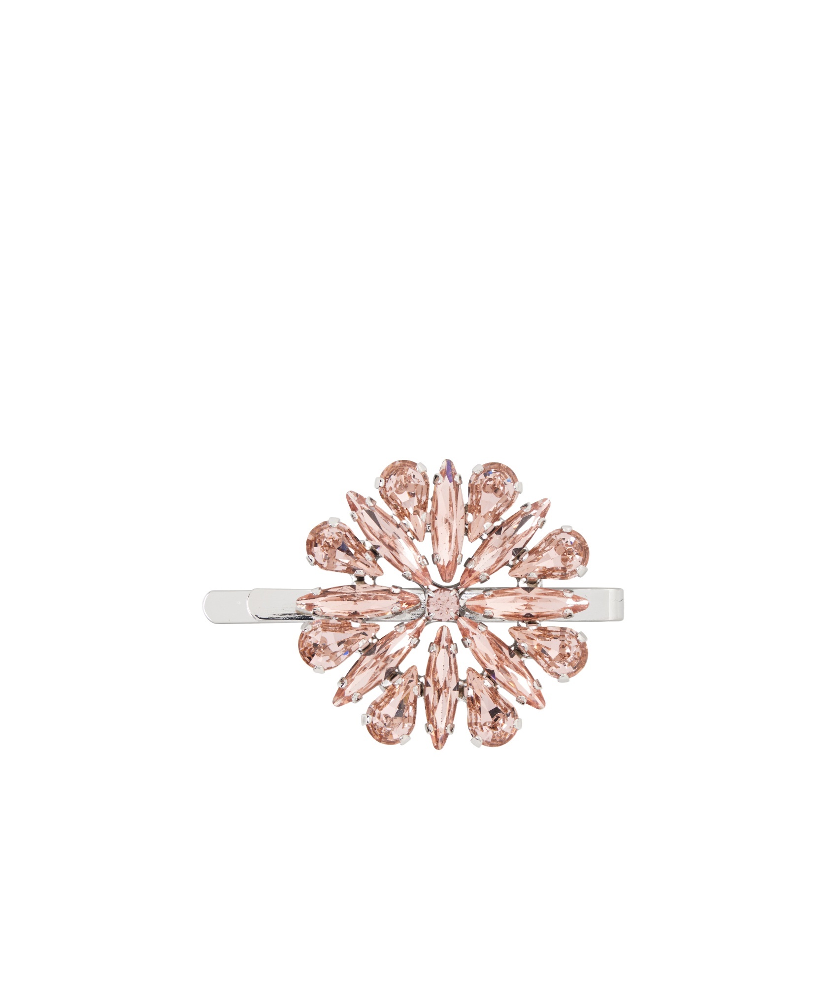 Simone Rocha Silver & Pink Crystal Blossom Hair Clip In Rosy