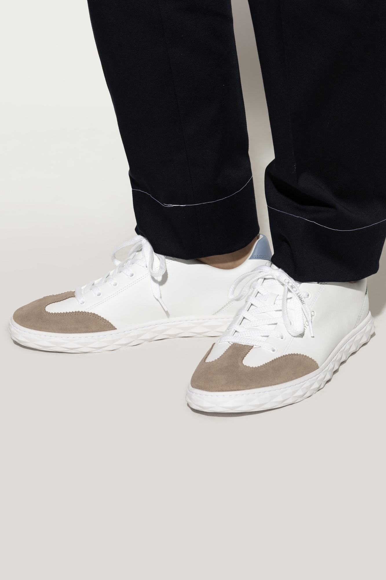 Jimmy Choo Diamond Light Flex Leather Sneakers In White