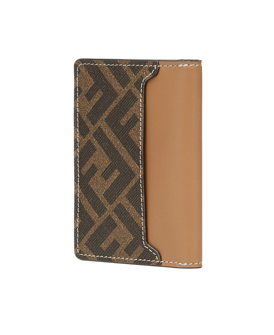 Fendi Ff Logo-plaque Faux-leather Cardholder In Brown
