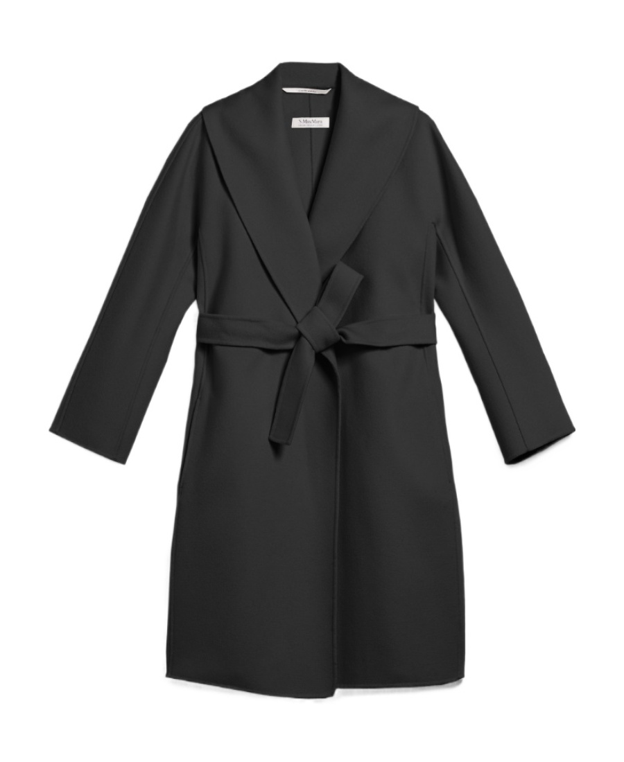 Max Mara Tie A Belt Overcoat In Black