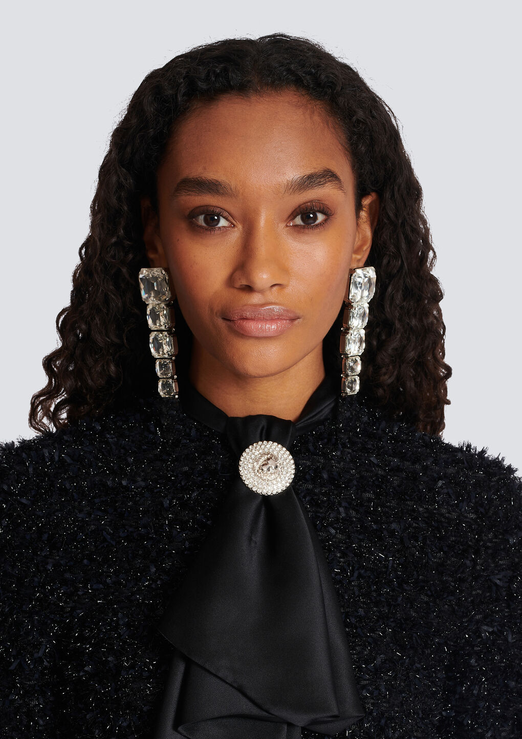 BALMAIN CRYSTAL PENDANT EARRINGS 