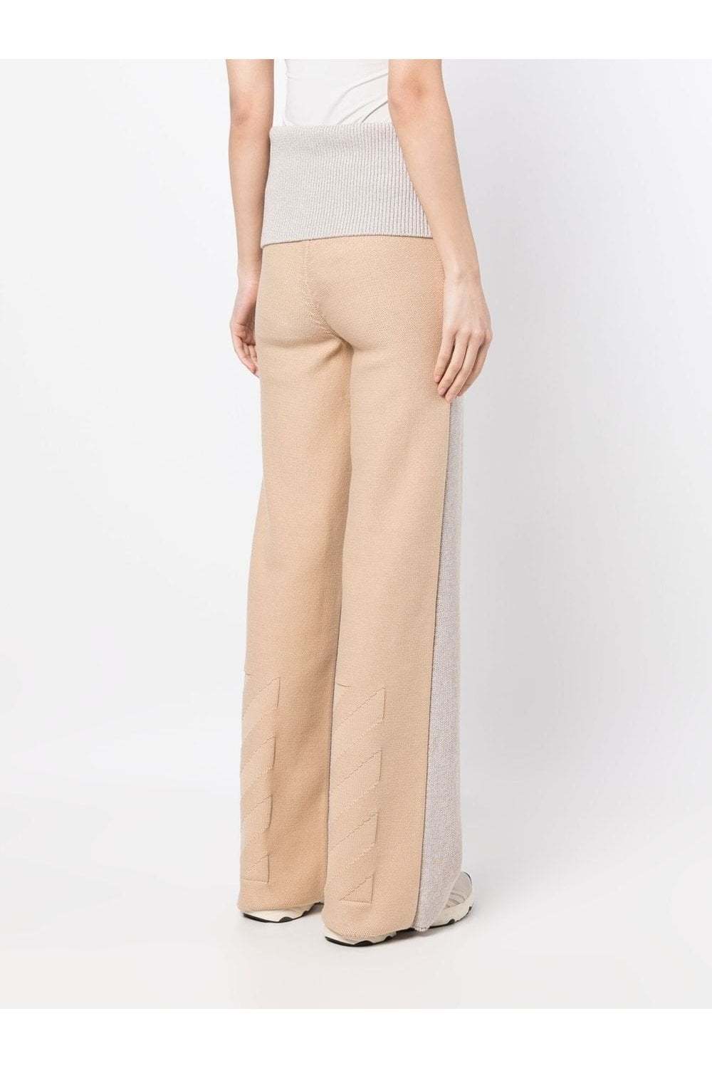 Off-white Diag Languid Two-tone Knit Trousers In White
