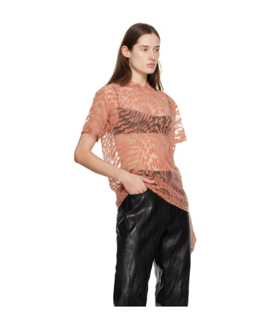 Shop Mugler T-shirt With Round Neck And Short Sleeves In Pink