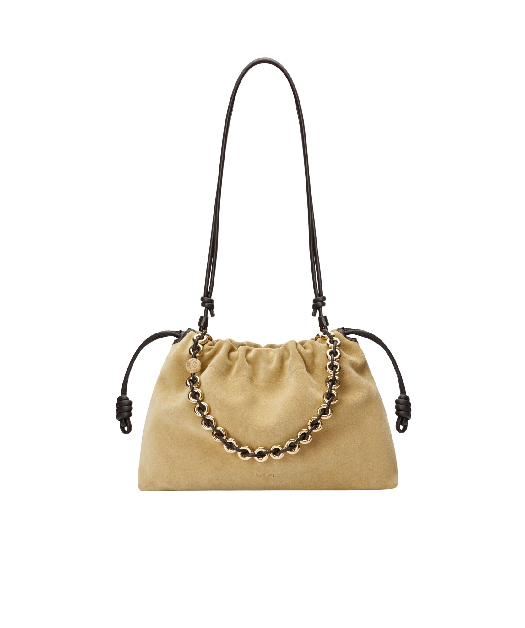 Loewe Large Flamenco Purse In Suede Calfskin In Nude