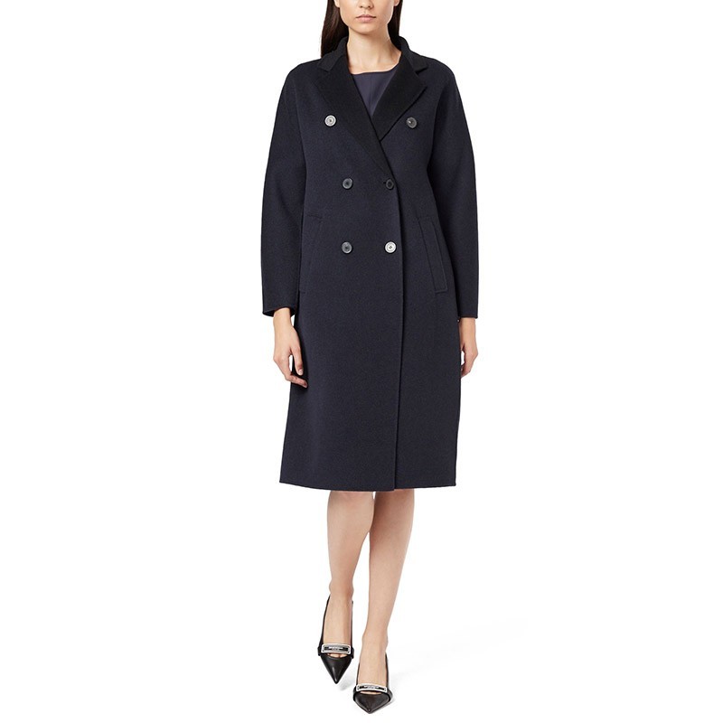 EMPORIO ARMANI NAVY BLUE LAPEL COAT